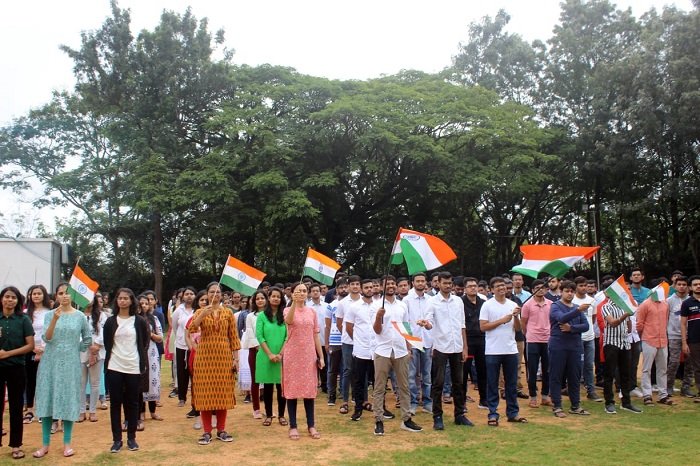 Housekeeping Staff, Visually Impaired Alumnus hoist National Flag at IIIT-B’s Independence Day
