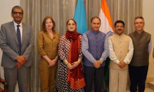 Dr Nawab Mir Nasir Ali Khan, felicitates new diplomats stationed in Hyderabad Mr Gareth Wynn Owen, Mr. Aaref Alnuaimi & Ms Jennifer Larson, at a grand reception