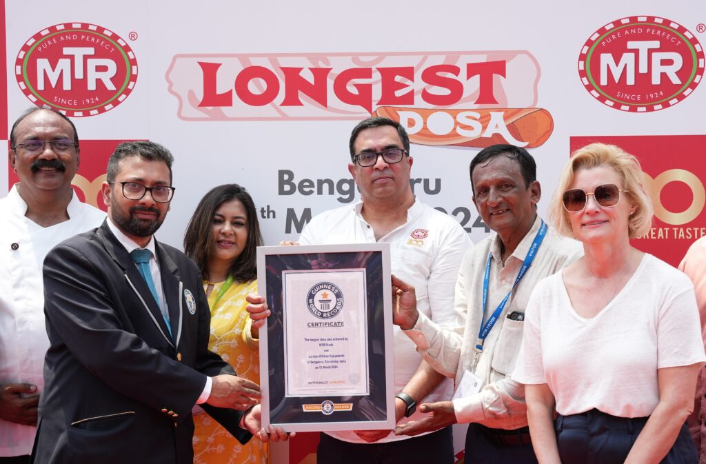 100 Years, 123 Feet Dosa: MTR celebrates 100 years with a GUINNESS WORLD RECORDS™ title for the longest Dosa