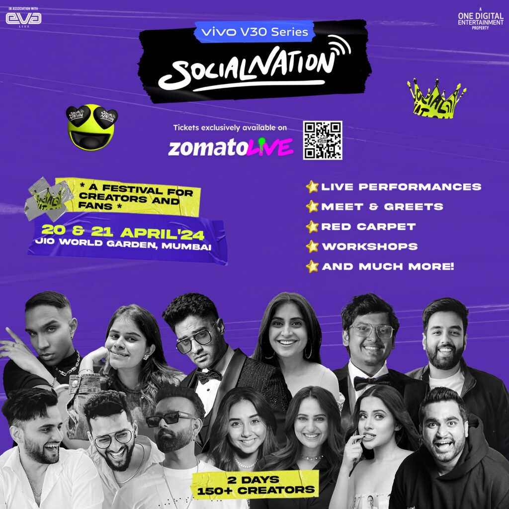 Ananya Panday, Munawar Faruqui, Mostly Sane, Kusha Kapila, and 150+ creators to take over vivo V30 Series Social Nation 2024