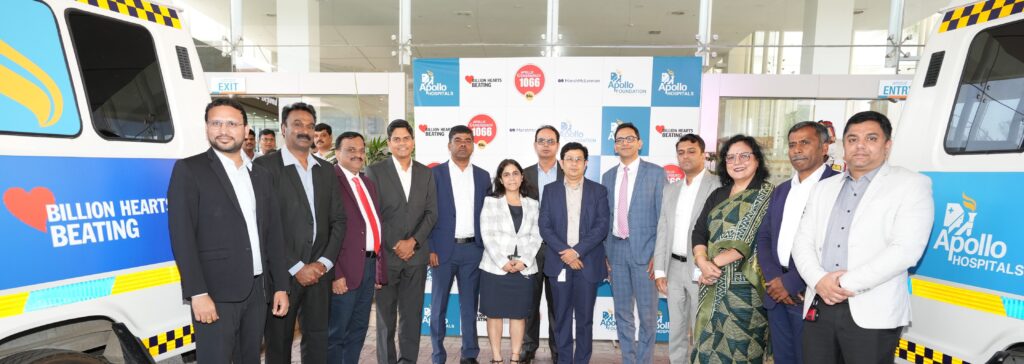 Billion Hearts Beating Foundation adds three Ambulances to  Apollo Hospitals Bengaluru as a part of CSR Activity